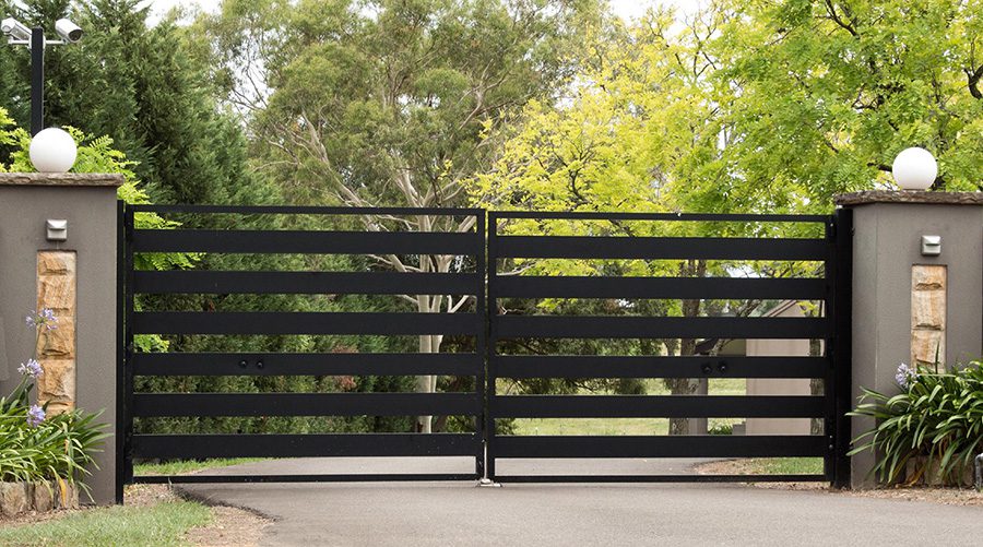 Fence company in Los Angeles - Black-metal-driveway-entrance-gates-set-2 What Type of Driveway Gate Should I Choose?